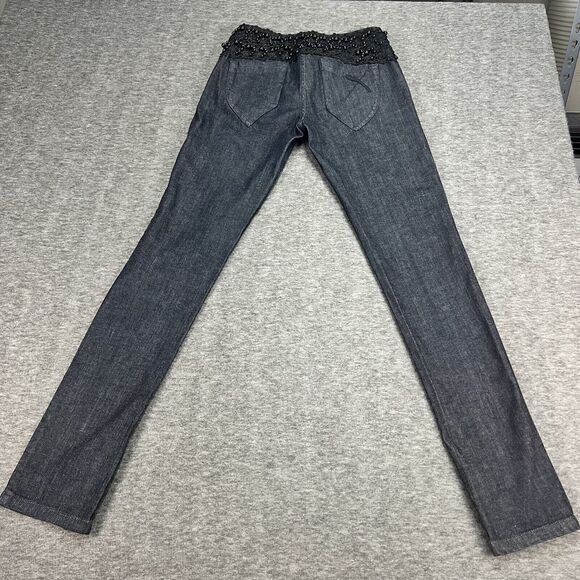 Exte Jean Pants Women's Size 26 Black Lace & Beads Made in Italy - Picture 5 of 16